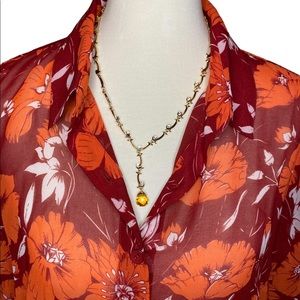 CAbi floral top Ali hothouse scarlet flower blouse size medium